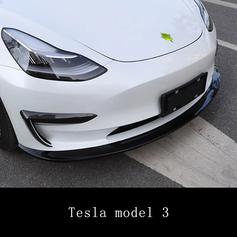 

3 Pieces Car Front Bumper Lip Body Kit Spoiler Splitter ABS Bumper Canard Lip Splitter Universal For Tesla Model 3 Sedan