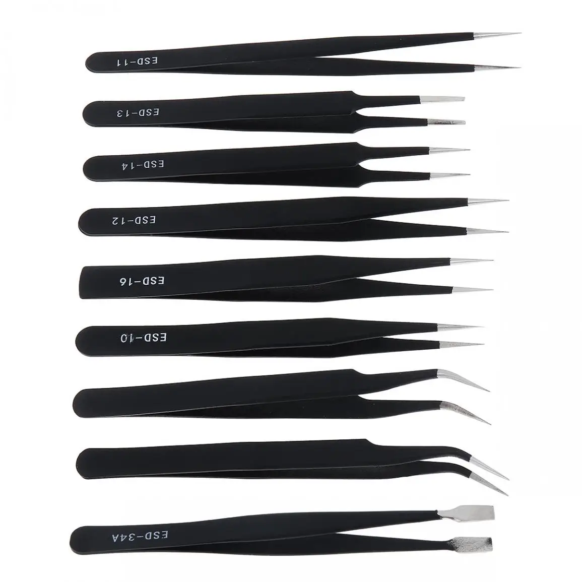 9 шт. прецизионные электронные пинцеты антистатические из нержавеющей стали ESD