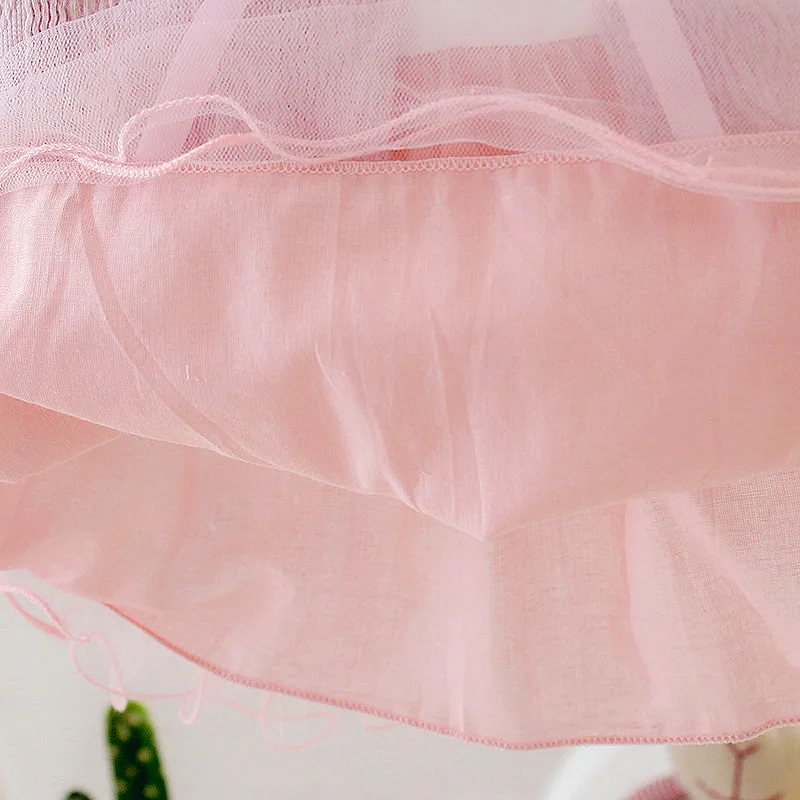 Платье принцессы с цветочной аппликацией для девочек весеннее кружевное платье