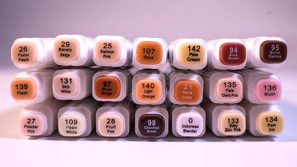 White-24 Colors TOUCHFIVE 24 цвета кожи набор тонов художественные Маркеры Ручка художника двойная голова на спиртовой основе кисть манга ручка для раскрашивания манга рисунок - Цвет: White-24 Colors