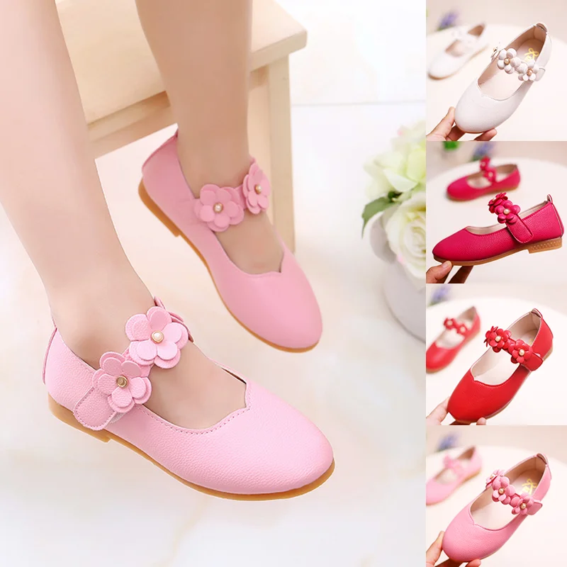 

1-12 Year Old Kids Baby Toddler Flower Children Wedding Party Dress Princess Leather Shoes For Girls School Dance Shoes White