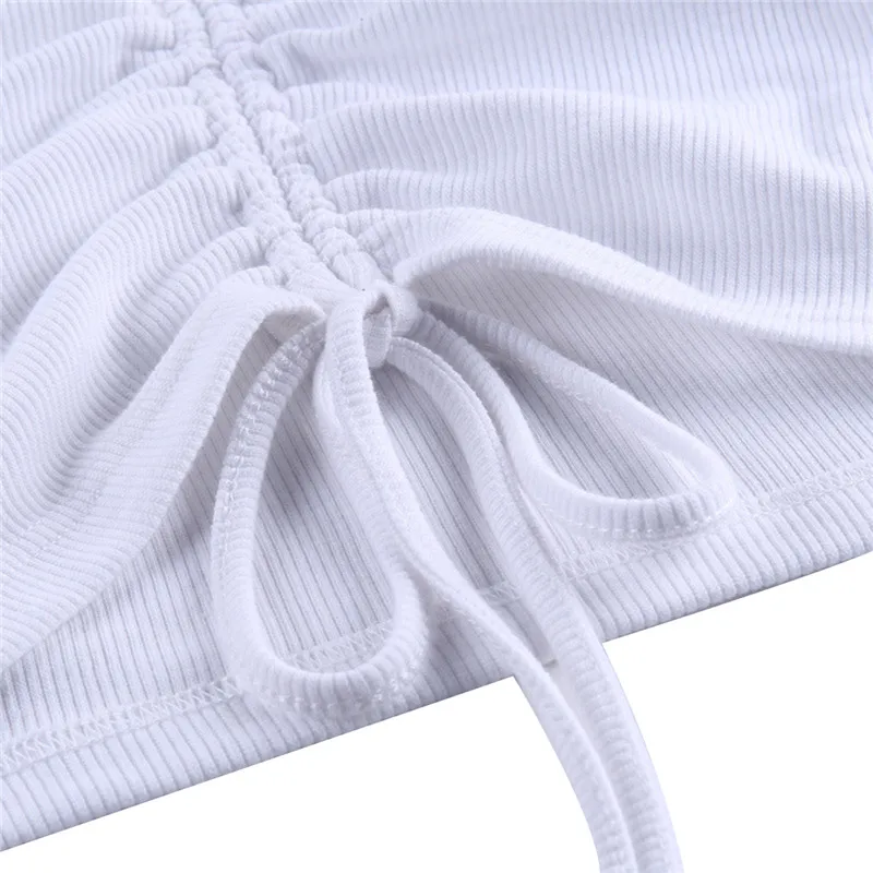 

Ladies Summer Sexy V-Neck T-shirts Women Crop Tops Solid Color Drawstring Tees Casual Streerwears Women's Short Sleeve T-shirts