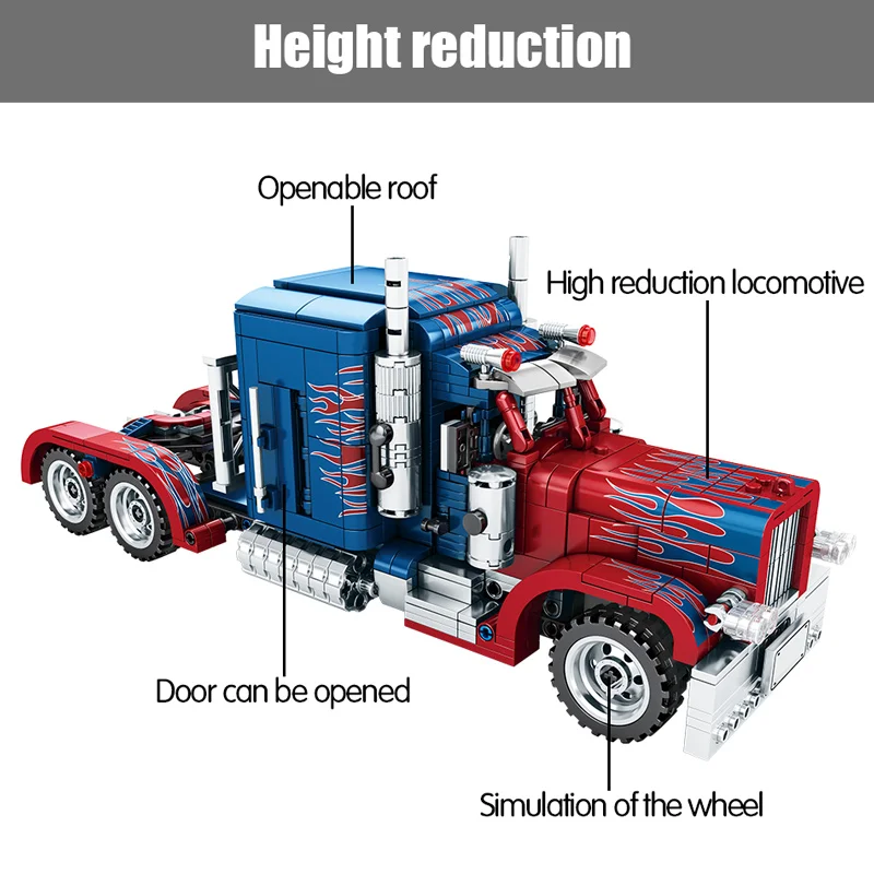 

849pcs Pull Back Car Building Blocks Boys Toys Gifts Technic Peterbilt Heavy Container Truck Bricks Toys For Children