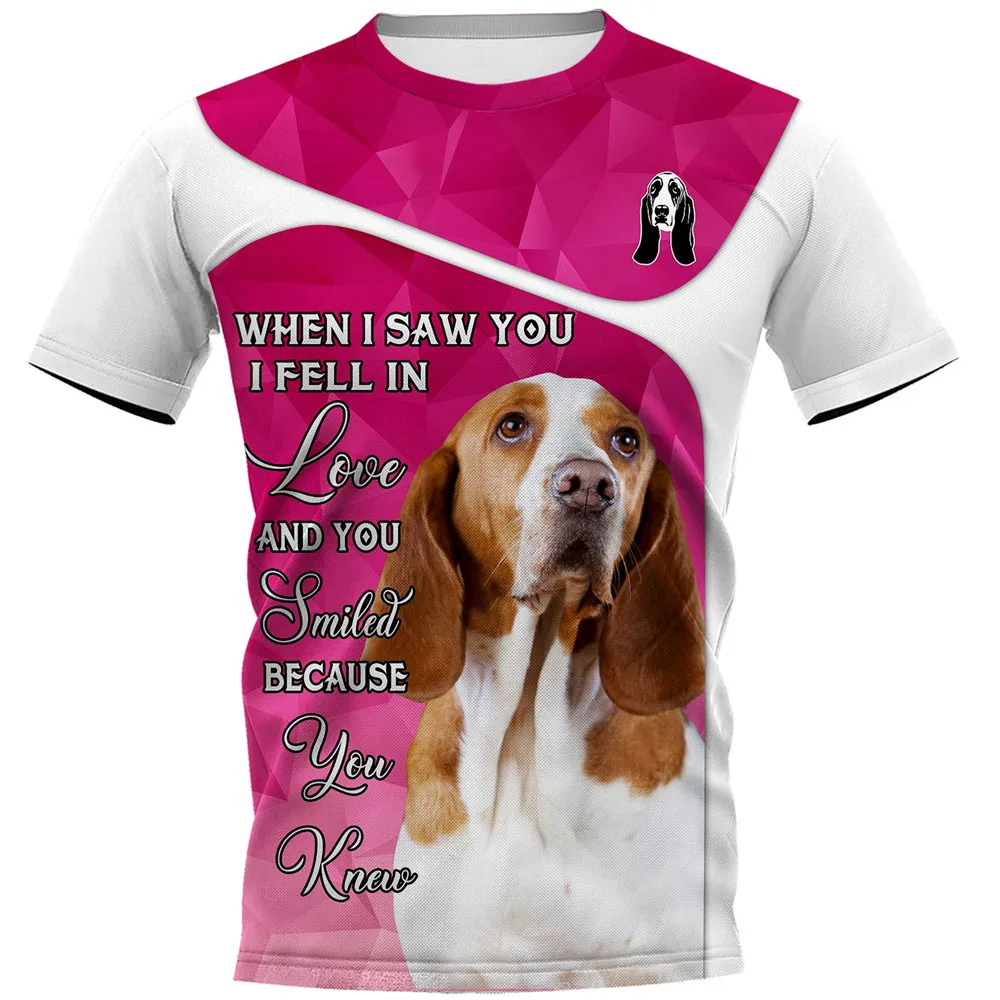 

CLOOCL Bracco Italiano T-shirts 3D Graphic Fell In Love Dogs Pullovers Tops Pets Splicing Tees Harajuku Streetwear Men Clothing