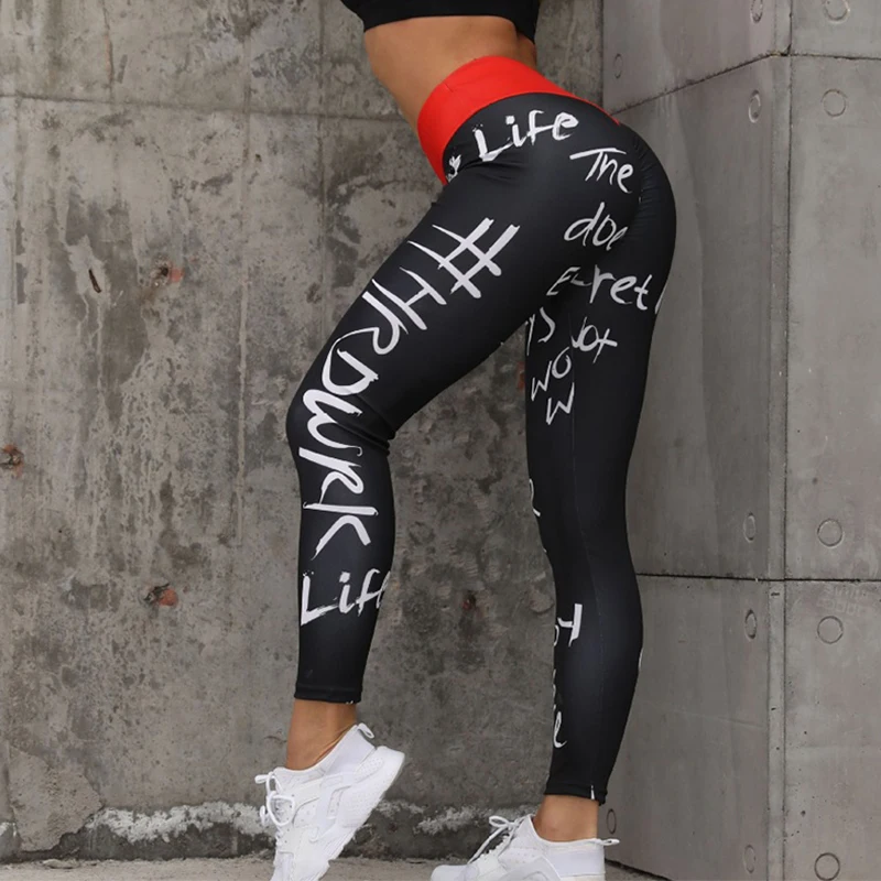 Уличная одежда тонкие леггинсы с буквенным принтом женские повседневные