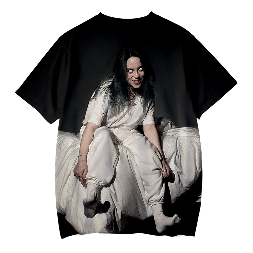 Billie Eilish/футболка с 3D принтом для маленьких мальчиков и девочек летние футболки с короткими рукавами топы унисекс, футболки, Детский костюм, рубашка