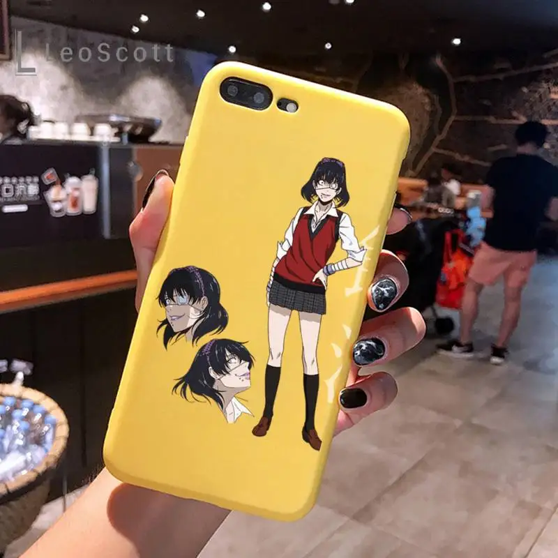 

Crazy Excitement Manga Kakegurui Phone Case Yellow Candy Color for iPhone 6 7 8 11 12 s mini pro X XS XR MAX Plus