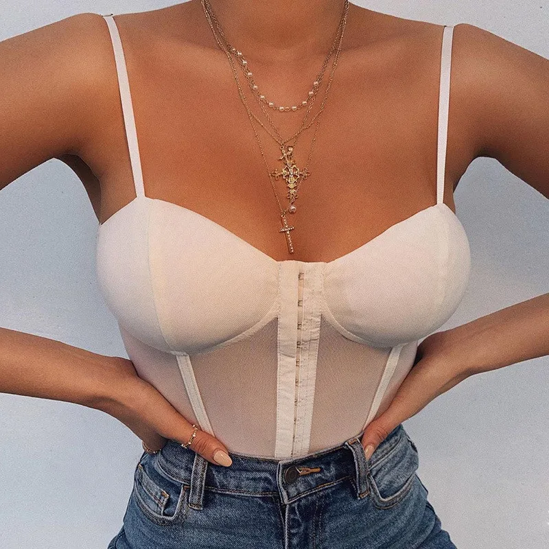 

Women's Sexy Jumpsuit Sling Solid Color Buckle-Down Design Low Chest Slim Wild Fashion Bodysuit Jumpsuit Romper