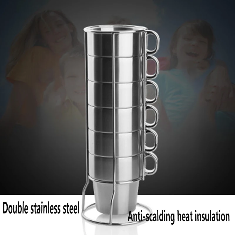 Бесплатная доставка двухслойная чашка для воды из нержавеющей стали Складная