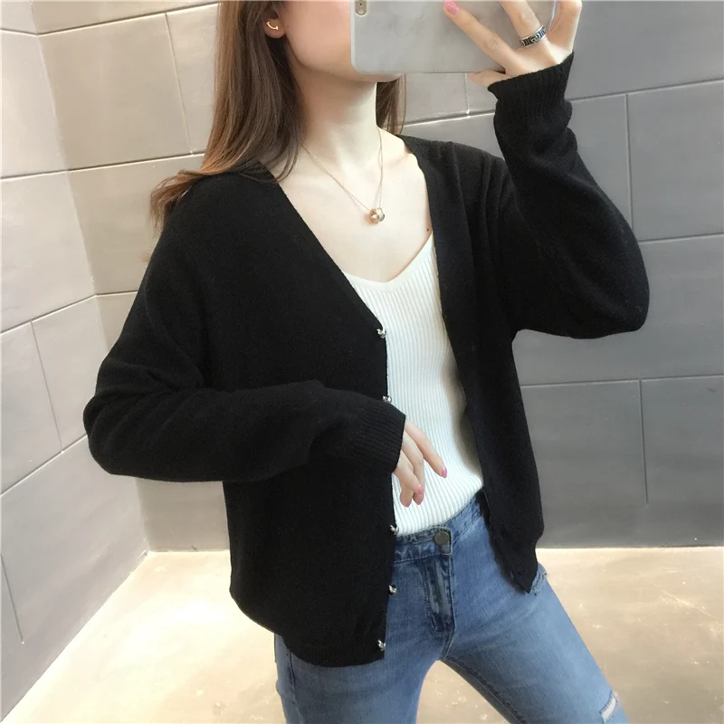 

Room 197426, no. 2 in 2 make pure color v-neck thin knitting cardigan 54