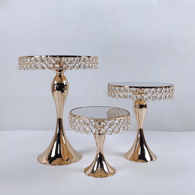 2020 new gold mirror cupcake stand crystal metal Party and family decoration large fruit plate basket home set cake tool | Дом и сад