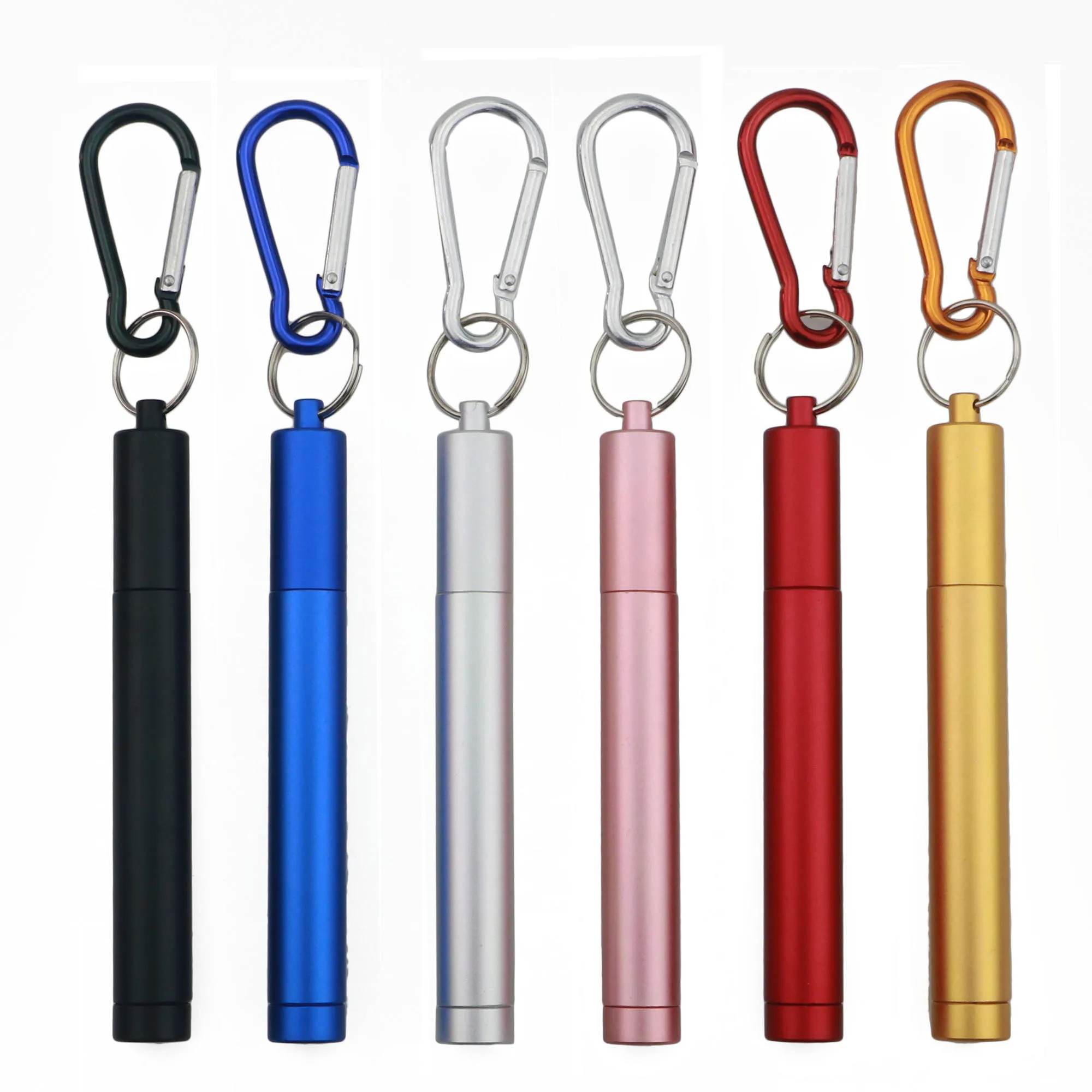 Металлический многоразовый складной сворачивающийся соломенный с чехлом брелок