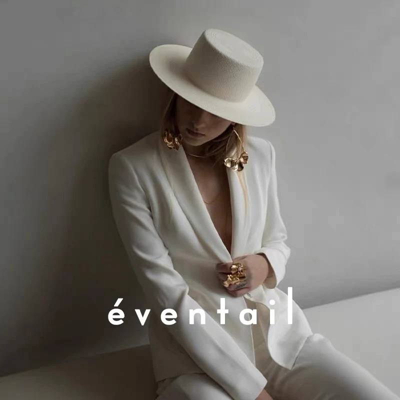 Elegant Wool Felt Hat White Wide Brim Fedoras For Wedding Church Fedora Lady Winter Floppy Sombrero Mujer Fascinator Cap | Аксессуары
