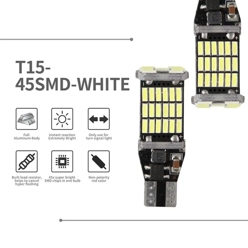 T15 W6W 921 45SMD светодиодный автомобильный фсветильник заднего хода Canbus резервная