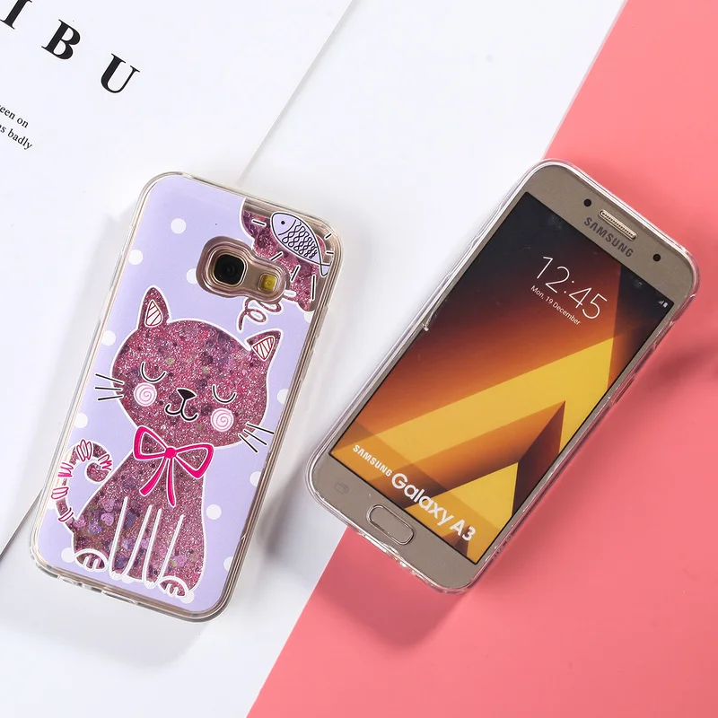 Чехол для Samsung Galaxy A3 2017 чехол с жидким блеском A50 A70 A5 2016 A8 Plus 2018 динамического