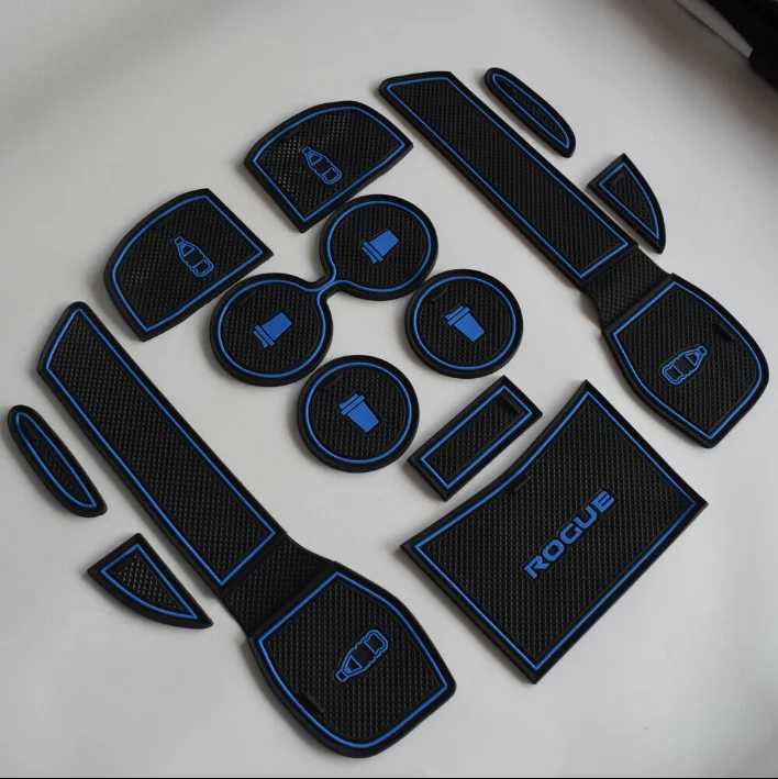 

3Blue 13pcs Anti-slip Interior Car Cup Mat Slot Pad for 2014-2020 Nissan Rogue