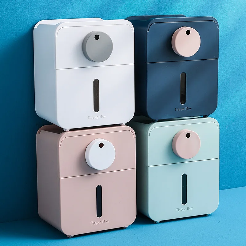 

1PC Toilet Paper Holder Waterproof Tray Roll Box Toilet Paper Storage Box Tray Tissue Box Shelf Bathroom Product Wall Mounted