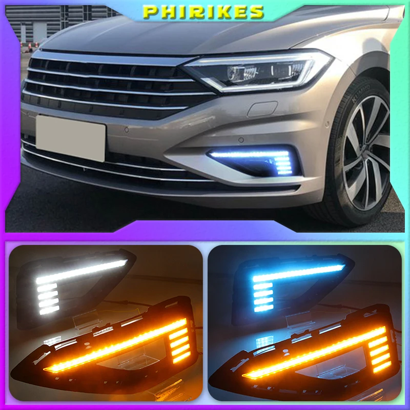 

Фары для Volkswagen Jetta Sagitar 2019 2020, динамическое желтое реле сигнала поворота, водонепроницаемая автомобильная лампа DRL 12 В, светодиодные дневные ходовые огни