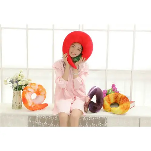 3D креветки u образная креативная Подушка плюшевая подушка для шеи Мягкая