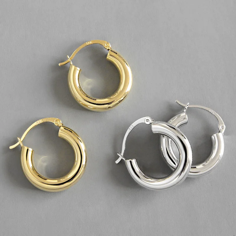 

S925 Silver Color hollow small circle fashion earrings simple style women earrings banquet wedding give girlfriend birthday gift