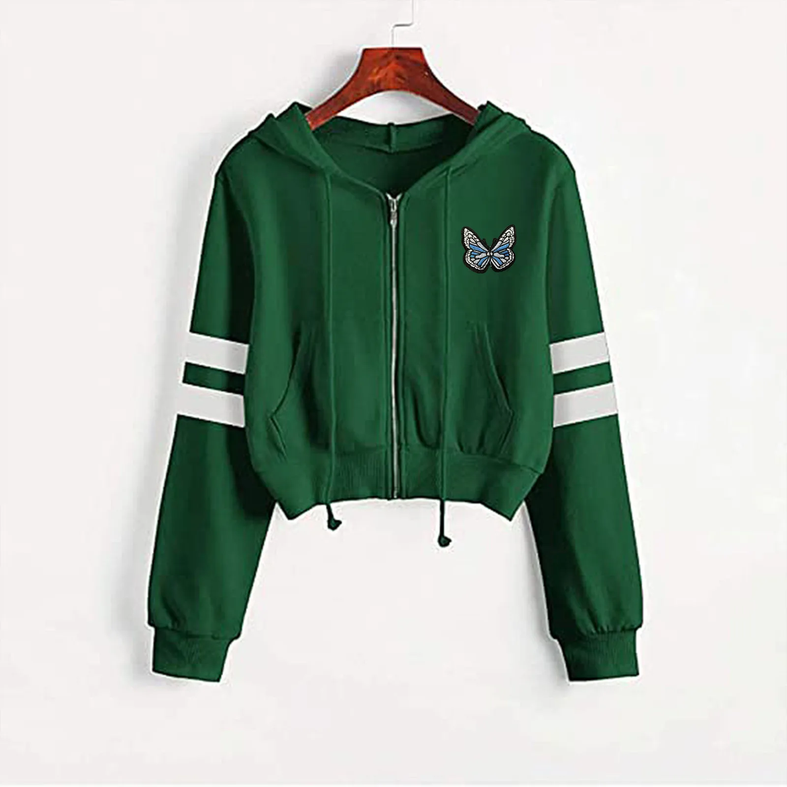 2021 New Fashion Autumn Women Hoodies Sweatshirts Lose Weight Women's Solid Color Short Zipper Long Sleeve Hooded Sweater 2021