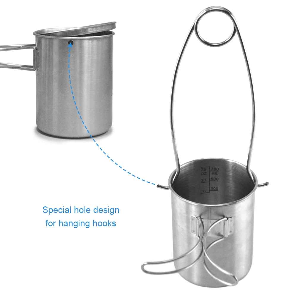 Lixada походный горшок портативная наружная нержавеющая сталь для кемпинга кружка