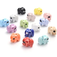 15pcs 14mm elephant shape ceramic beads mix color loose diy jewelry making bead for bracelet necklace earring accessories