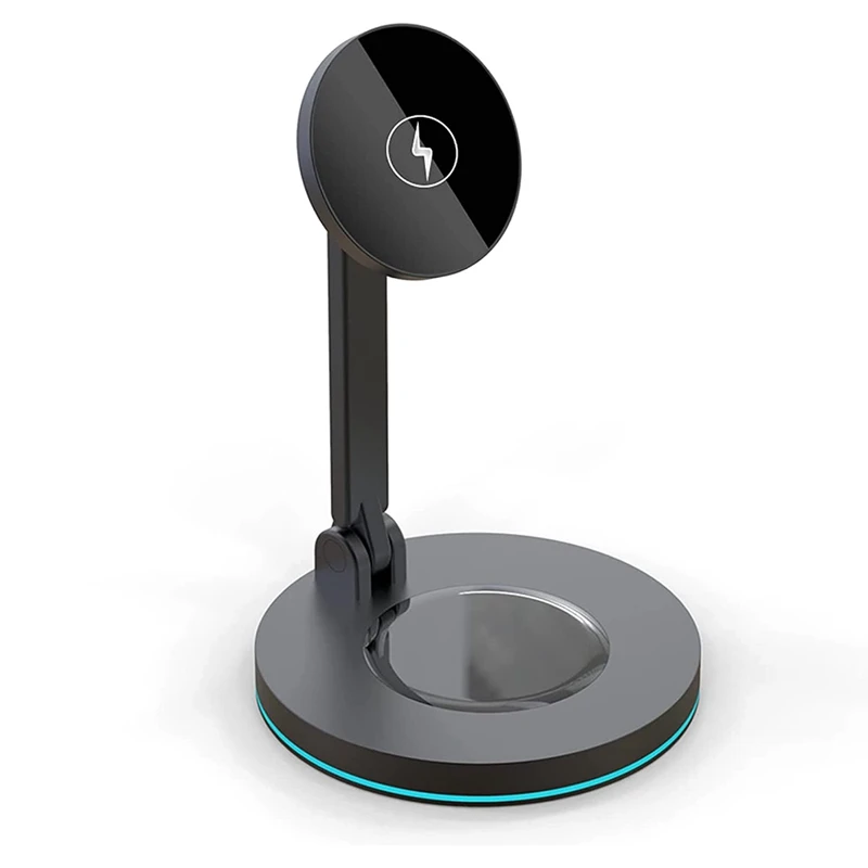 

15 W QI Charger Station 2 in 1 for Wireless Fast Charger Stand with LED for iPhone 12 Pro for