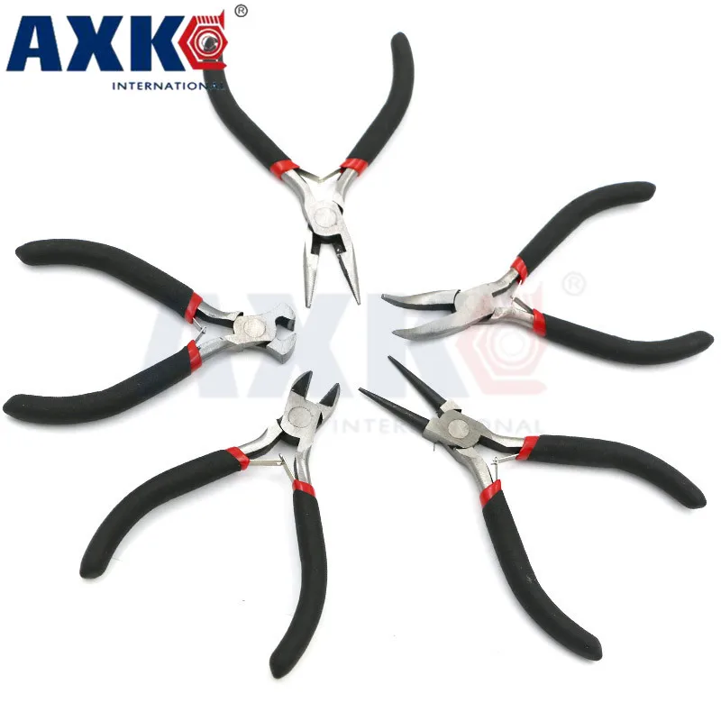 5 шт./лот с черной ручкой мини Ювелирные плоскогубцы резак цепь круглый изогнутый