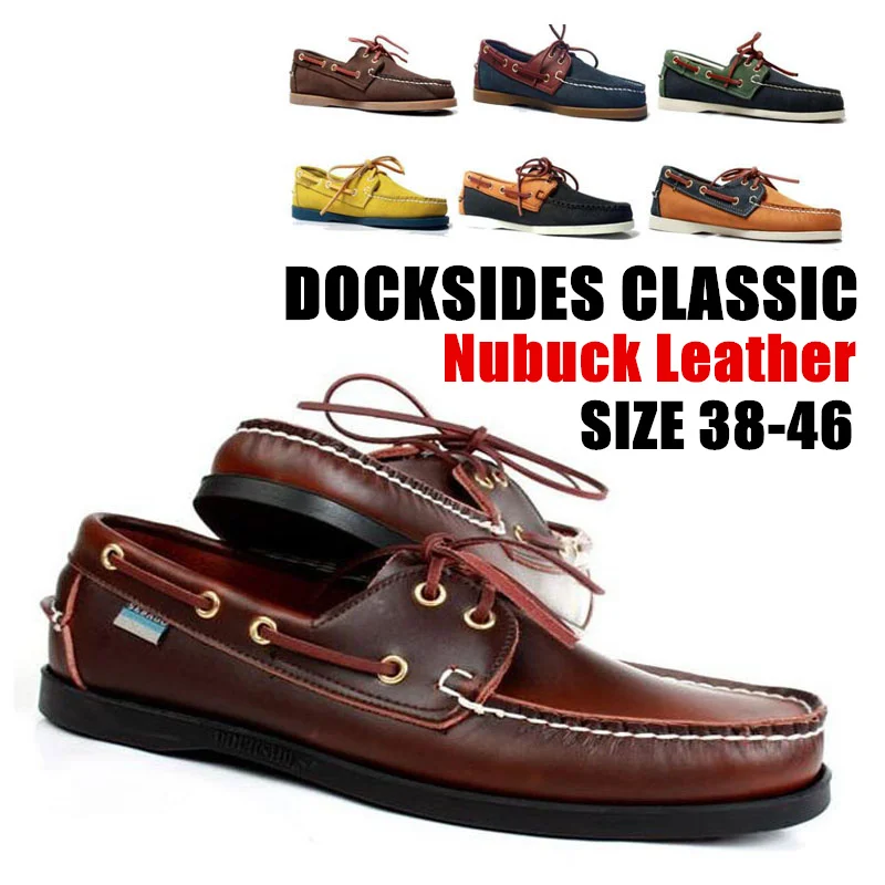 Классические мужские кроссовки Docksides из натуральной нубуковой кожи, мужские дизайнерские кроссовки для мужчин, мужские классические Лофер...