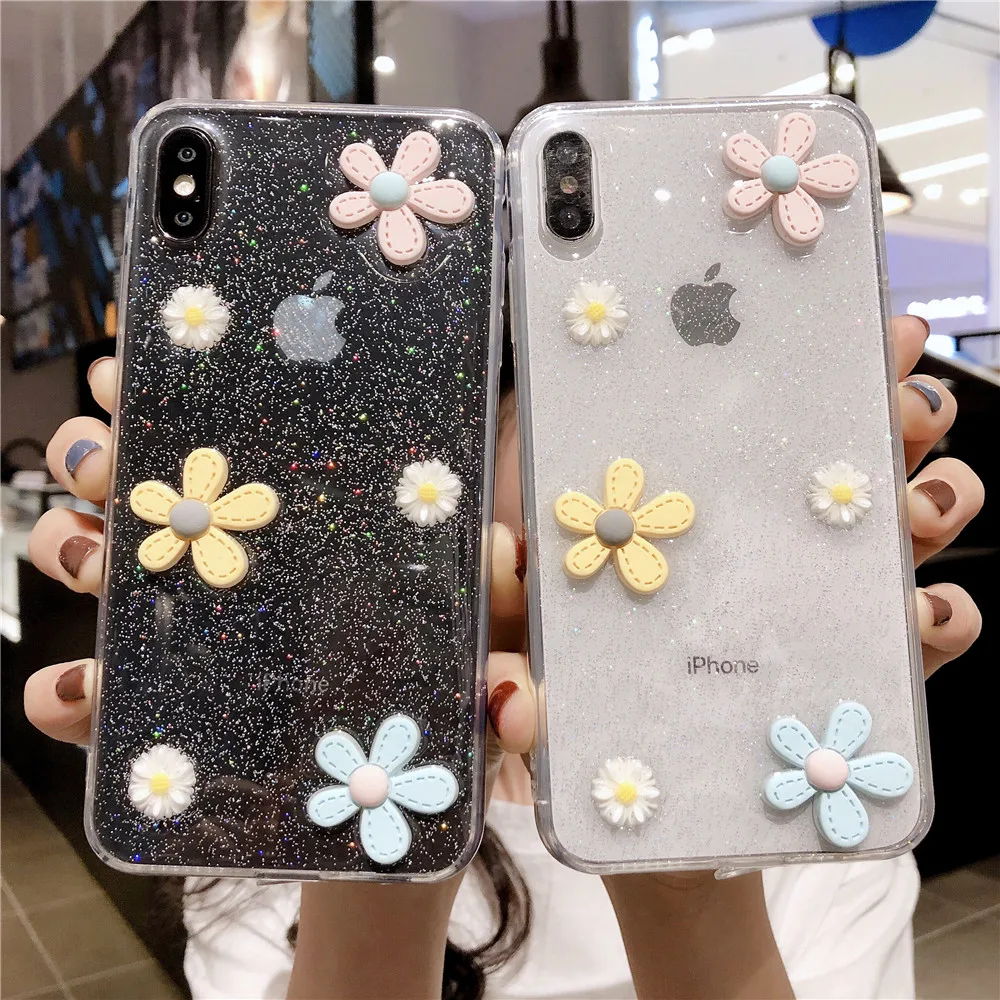 Милый прозрачный чехол для телефона с цветами iPhone 11 Pro 7 XR 6 6s 8 Plus X XS Max мягкая
