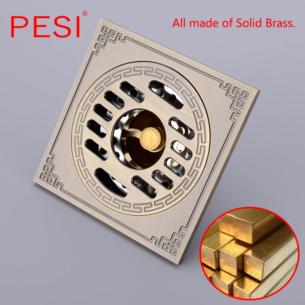 drain 830cm euro antique brass art carved floor drain cover shower waste drainer bathroom bath accessories strainer free global shipping