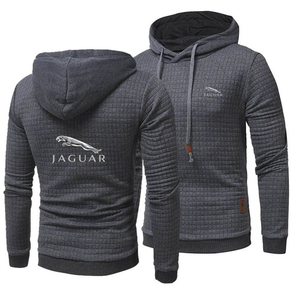 

JAGUAR printed spring and autumn men's casual grain velvet plaid hoodie long-sleeved hooded pullover sweatshirt AI17