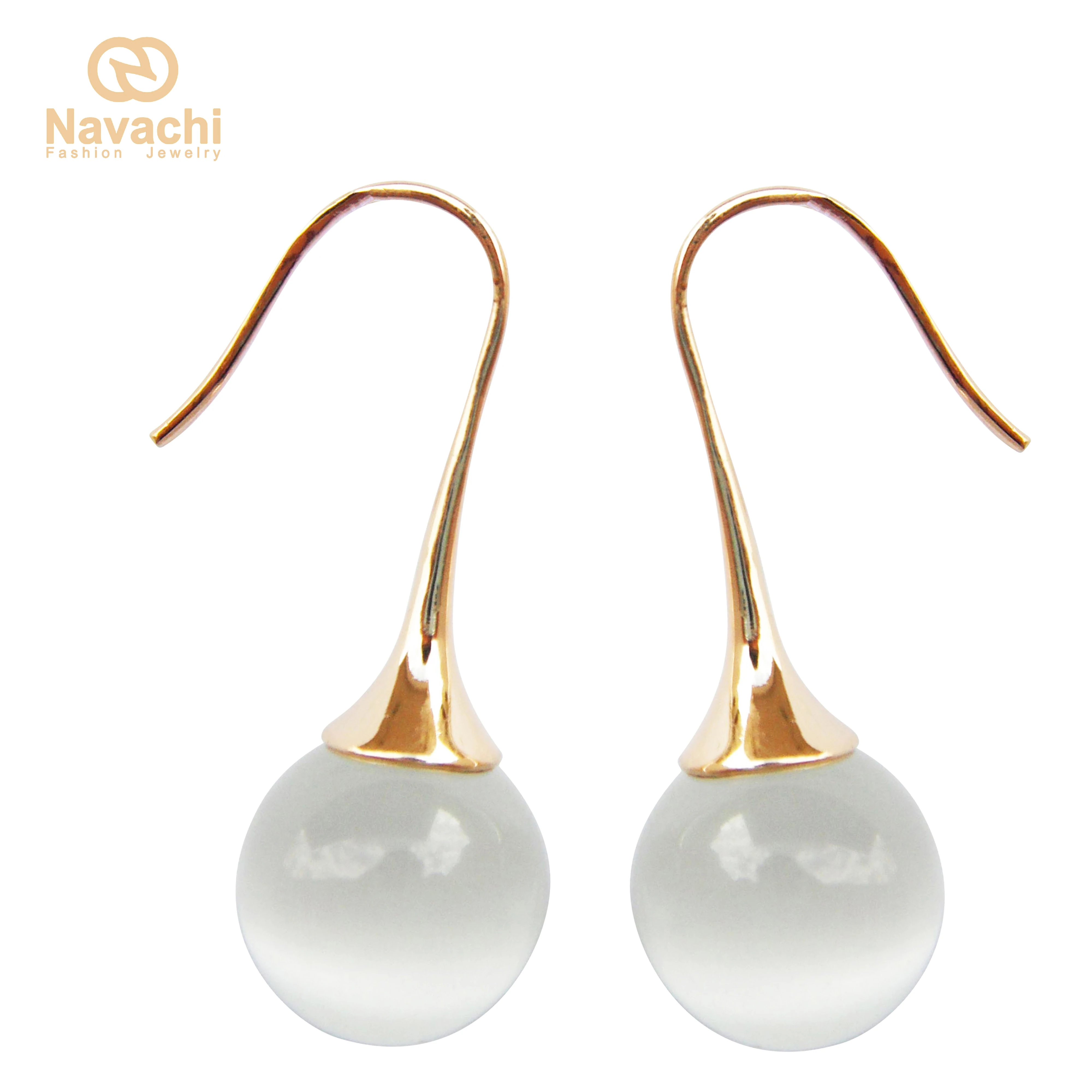 Навачи белый шар опал желтый GP уши крюк серьги SMT1989|hook earrings|earrings earringyellow earrings |