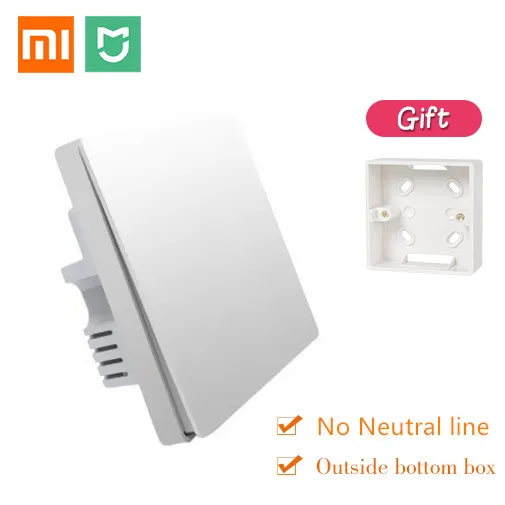 Xiaomi переключатель aqara умный светильник ZiGBee wifi беспроводной настенный переключатель через смартфон удаленный умный дом работа с приложением mijia - Цвет: single Add outside