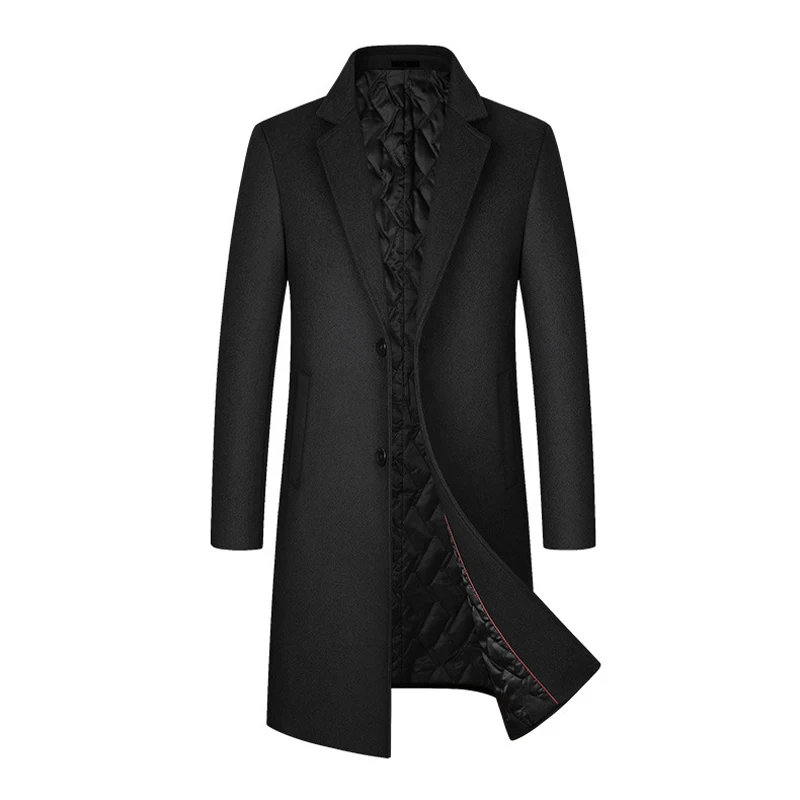 Новинка 2021, плотное качественное зимнее пальто, мужское длинное шерстяное пальто-Тренч для мужчин