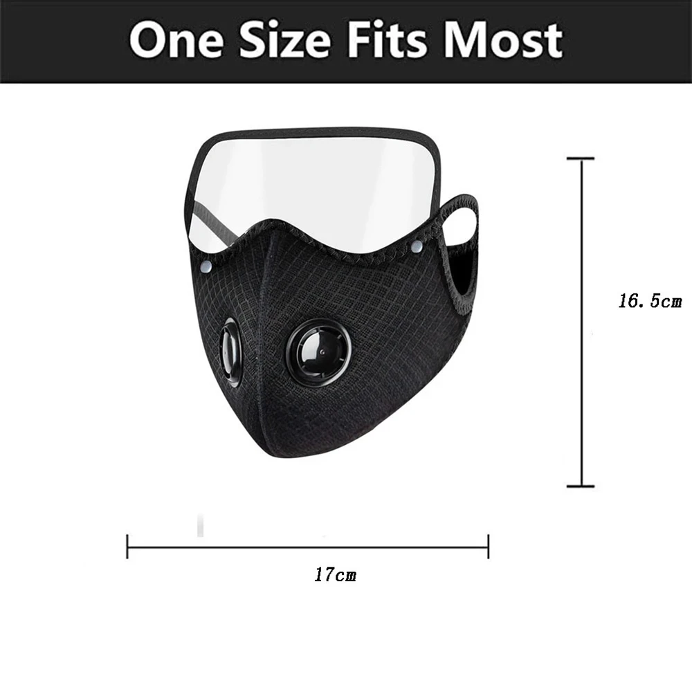 

Cycling Mouth Mask Breathing Valve Activated Carbon Filter Anti-Haze Pm2.5 Face Cover Outdoor Protective Eyes Shield Mascarillas