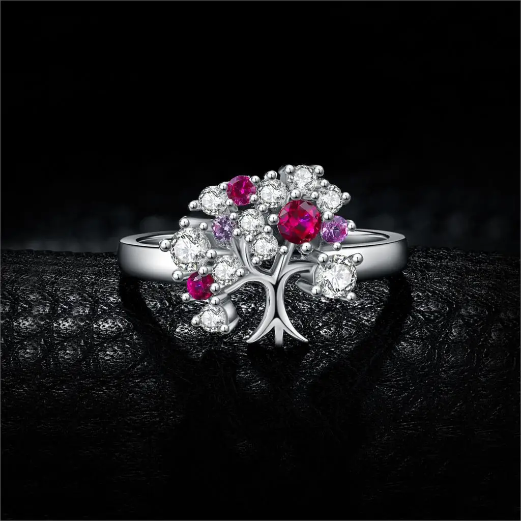 JewelryPalace с камнем, соответствующий месяцу рождения июлю создан красный рубин, цирконий Дерево жизни Обещание Кольца для женщин подарок кольцо из стерлингового серебра 925