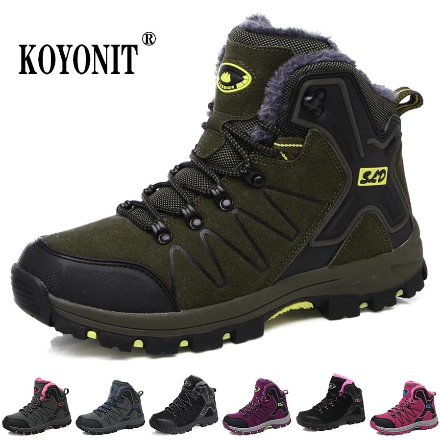 Men's Winter Snow Men Boots Waterproof Leather Sneakers Super Warm Women Outdoor Male Hiking Work Casual Shoes 35-46 | Обувь