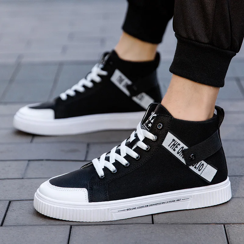 

Men Teens Casual Sneakers Shoes High Top Canvas Breathable Skateboard Cushion Basketball Running Jogging Footwear Outdoor Travel
