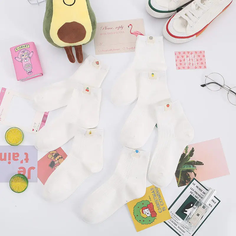 

Sfree 4Pairs Summer Tube Korea Cute Japanese Cloth Standard College Wind White Sports Student Stockings