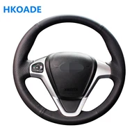 customize diy genuine leather car steering wheel cover for ford fiesta 2008 2017 ecosport 2014 2015 2016 2017 car interior