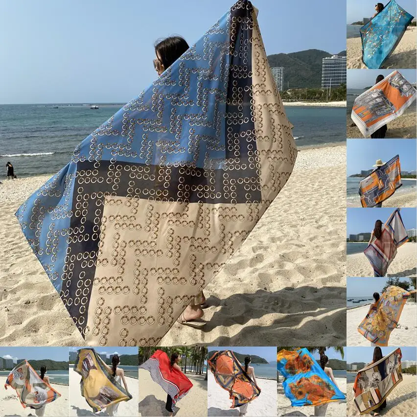 2021 LYOCELL Cotton Emulation Silk Supple Summer Beach Dress Bikini Sarong Wrap Scarf Women Swimsuit Bathing Cover-Ups 90*180cm