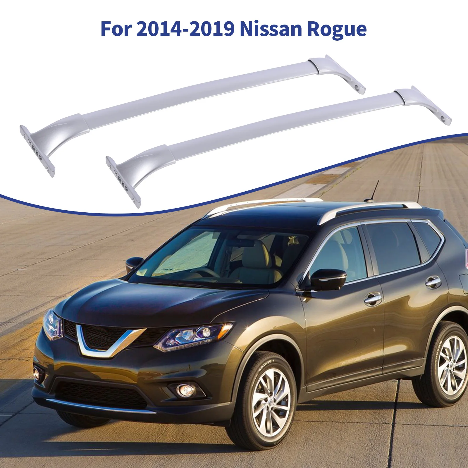 

2pcs Aluminum Roof Rack For Car Top Luggage Carrier Rails Roof Rack Crossbar Replacement for Nissan Rogue 2014-2019