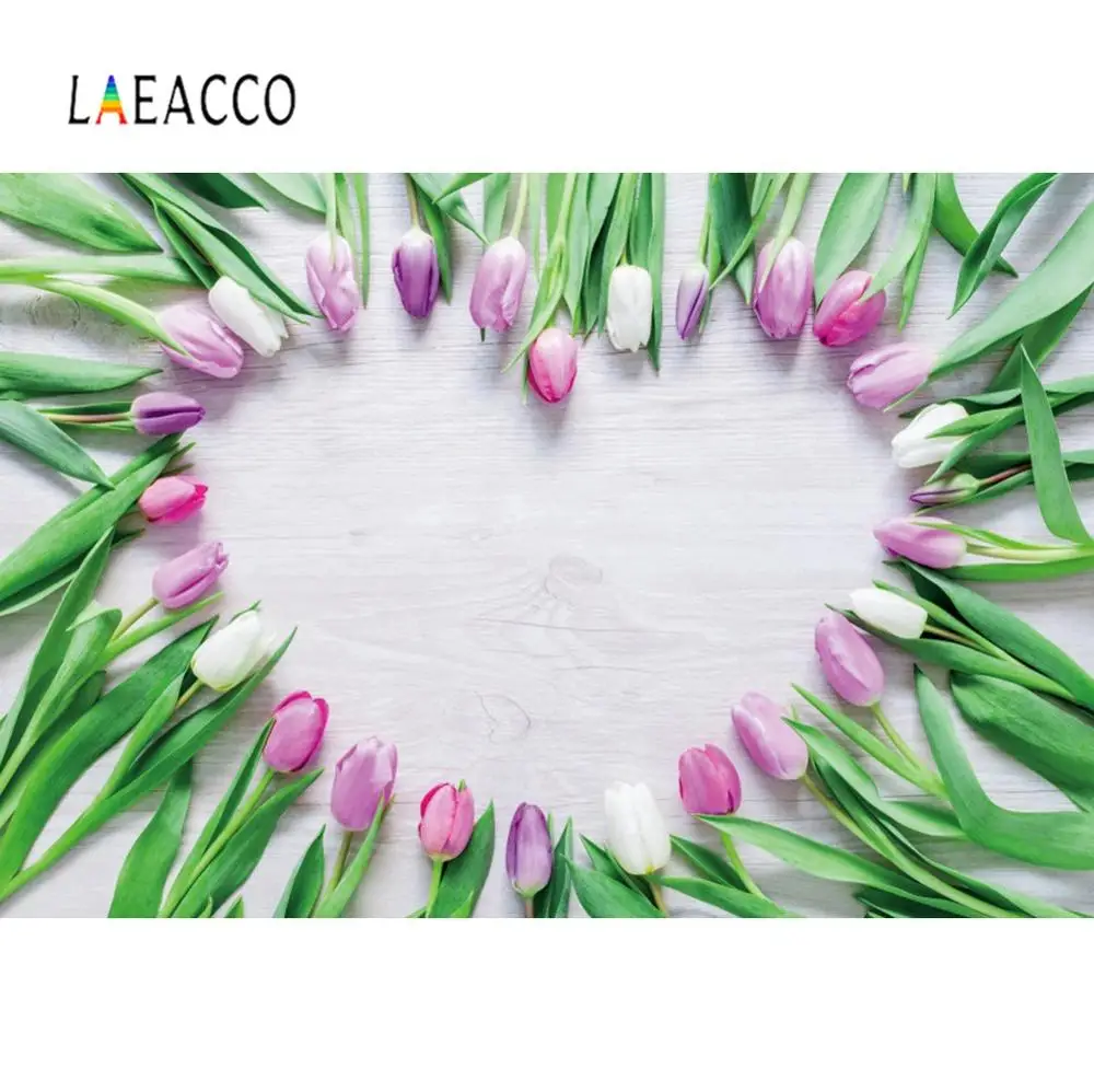 Laeacco бело серые доски цветы тюльпаны любовь ребенок новорожденный питомец