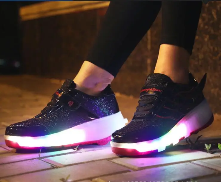 color 8 Heelies usb зарядка светодиодный светильник кроссовки с одним колесом мальчик девочка роликовые коньки повседневная обувь с роликом - Цвет: color 8