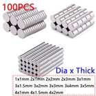 100 шт., мощные неодимовые магниты, 1 х1 мм  4 х2 мм