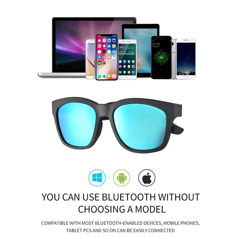 저렴한 2020 년 신제품 처방 렌즈 스마트 콜 블루투스 안경 세미 오픈 스포츠 음악 선글라스, 처방전 렌즈