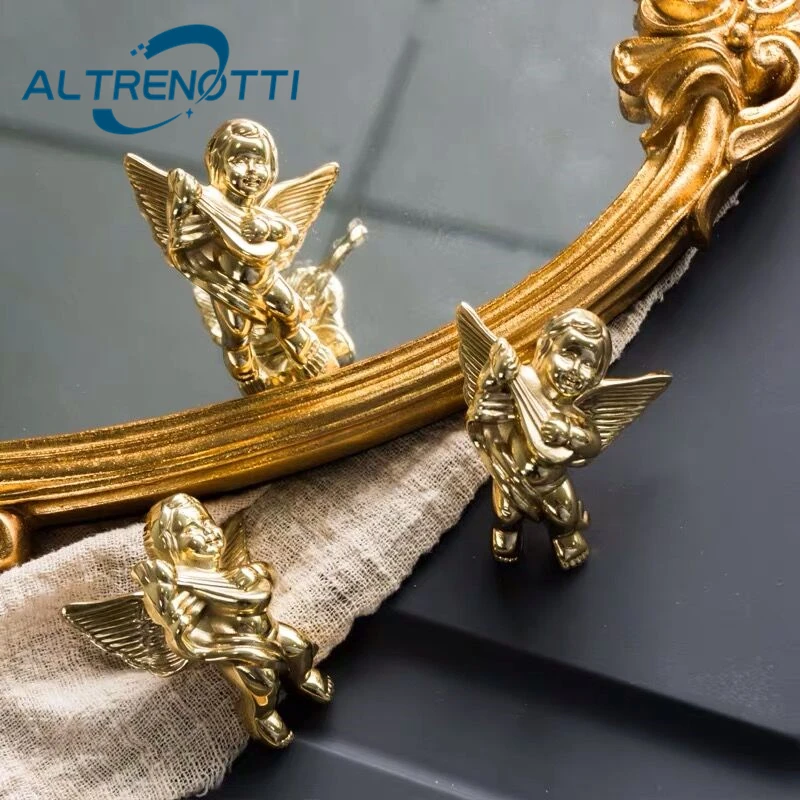 

Cabinet Furniture Handle Vintage European Brass Gold Angel Wardrobe Kitchen Door Pull Kids Room Cupboard Drawer Knob Hardware