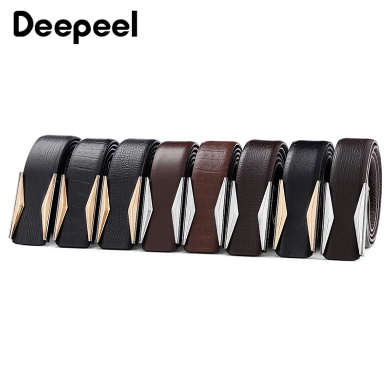 Deepeel 1 шт. 3,4 см* 105-125 см мужской ремень из натуральной кожи официальный костюм брюки гладкая пряжка для ремня металлический Starp подарок для мужчин ремни